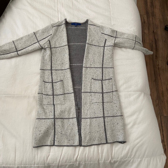 APT. 9 Grey Striped Long Cardigan - Picture 9 of 11